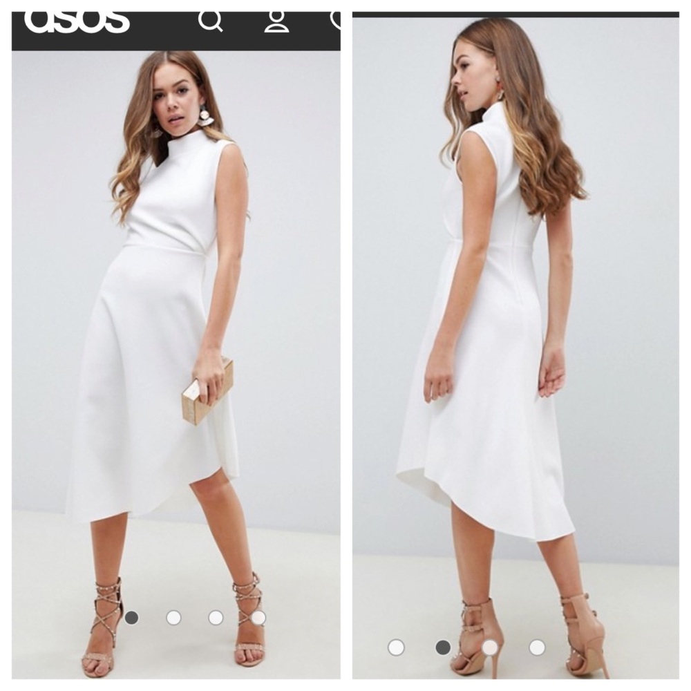 ASOS white midi sleeveless asymmetric dress